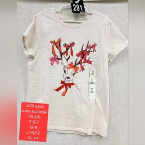 Cat&Jack girls Graphic Tee. Christmas reindeer shirt. New with tags.